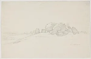 Sjællandsk landskab med kæmpehøj by Jørgen Roed