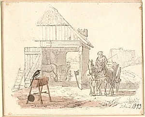 Skaden. Illustration til Kaalunds "Fabler for Børn". Se kommentar fra arkkatalog. by Johan Thomas Lundbye