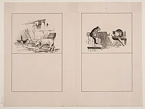 Skaden og grisen; De to katte by Adolph Kittendorff