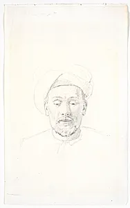 Skægget mandsportræt, set en face, med turban by Martinus Rørbye