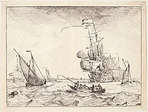 Skibe ud for Amsterdam by Ludolf Bakhuizen