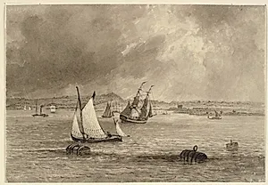 Skibe ud for en kyst by Joseph Murray Ince