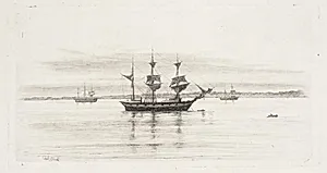 Skibe under svensk kyst by Carl Bloch