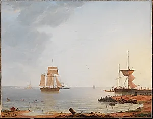 Skibe ved Sjællands kyst. Morgen