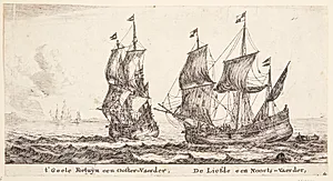 Skibene 't Gele Fortuin og De Liefde by Reinier Zeeman