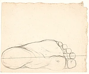 Skitse af en fod set fra neden. Hælen t.v. by Nicolai Abildgaard