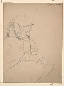 Skitse af en gammel dame by Niels Larsen Stevns