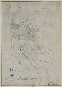 Skitse af figuren på tegningens recto by Peltro William Tomkins
