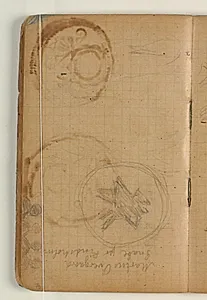 Skitse af figurer og medaljon med figurpar, samt notat by Niels Larsen Stevns