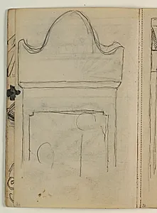 Skitse af gravmæle by Niels Larsen Stevns