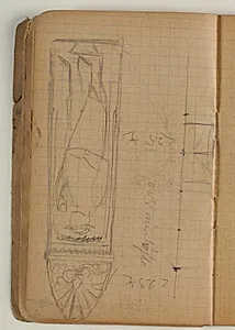 Skitse af gravsten og konstruktionsrids by Niels Larsen Stevns