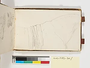 Skitse af hest med dækken by P.C. Skovgaard