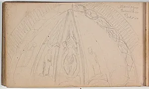 Skitse af hvælvudsmykning i Eremitanikirken i Padova by Niels Larsen Stevns