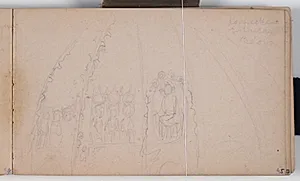 Skitse af korudsmykningeni Eremitanikirken i Padova. by Niels Larsen Stevns