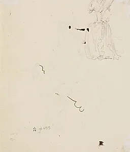 Skitse af kvinde med oprakte arme by C.A. Lorentzen