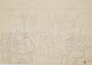 Skitse af ølstue i München by Wilhelm Marstrand