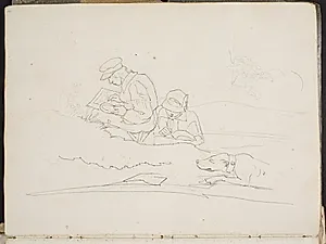 Skitse af tegnere, der arbejder i naturen by Johan Bravo