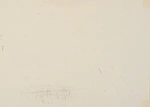 Skitse af to karle med heste, der vandes i et gadekær. by P.C. Skovgaard