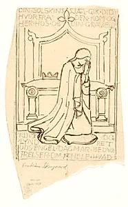 Skitse til Dronning Dagmar-fresken i St. Bendts kirke i Ringsted by Joakim Skovgaard