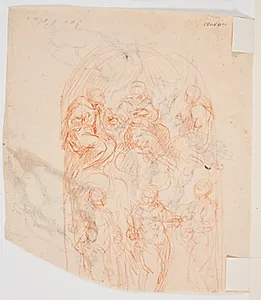 Skitse til en altertavle med seks helgener by Jacopo Palma (il Giovane)
