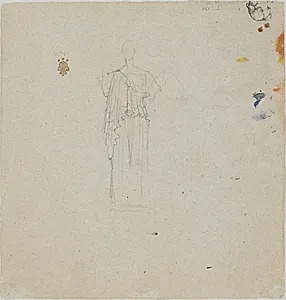 Skitse til figur og ansigt by Wilhelm Marstrand