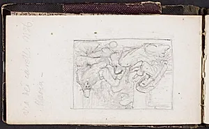 Skitse til maleriet " Italienske bønderfolk i Rom", samt en adresse by L.A. Schou
