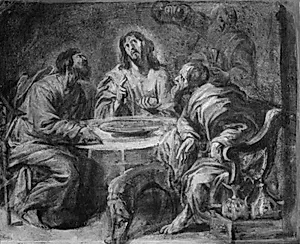 Skitse til Nadveren i Emmaus by Anthony van Dyck