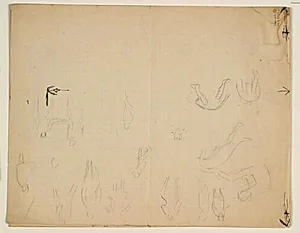 Skitser af figurer i bevægelse, pile by Niels Larsen Stevns