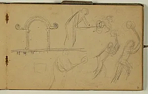 Skitser af figurer og arkitektoniske detaljer by Niels Larsen Stevns