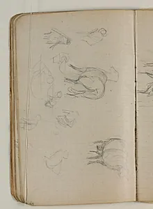 Skitser af figurer og får by Niels Larsen Stevns