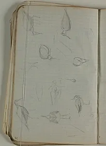 Skitser af fugle. Notat by Niels Larsen Stevns