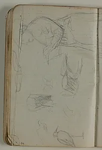 Skitser af fugle og tegnende figur by Niels Larsen Stevns