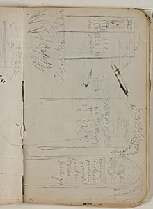 Skitser af gravmæler. Notater by Niels Larsen Stevns