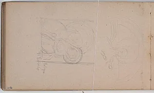 Skitser af Madonna med barnet og andet figurligt fragment fra S. Lorenzo, Bologna by Niels Larsen Stevns