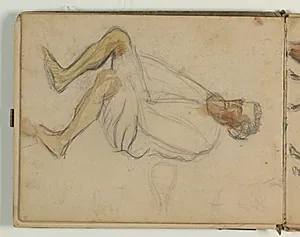 Skitser af siddende mand og rids af dyr by Niels Larsen Stevns