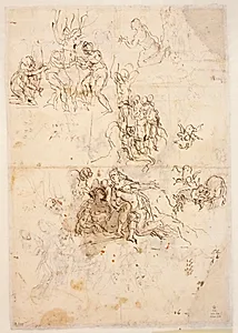 Skitser til Adonis' fødsel og Adonis' død by Paolo Veronese