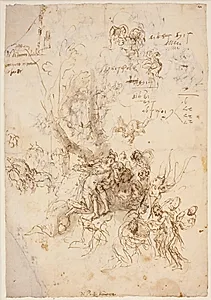 Skitser til Adonis' fødsel og Adonis' død by Paolo Veronese