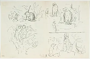 Skitser til bl.a. H.C. Andersen, "Suppe paa en Pølsepind" by Lorenz Frølich