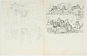Skitser til H.C. Andersen, "Suppe paa en Pølsepind" og "Pen og Blækhus" by Lorenz Frølich