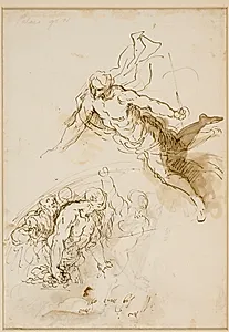 Skitser til Kristus i Limbo by Jacopo Palma (il Giovane)