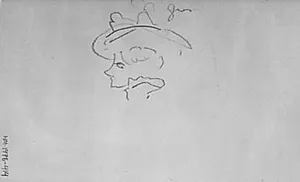 Skitseret portræt af Mme Brazier i profil mod venstre by Henri de Toulouse-Lautrec