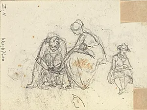Skoen prøves. Figurstudier by Wilhelm Marstrand