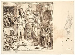 Skomagerfamilien forbereder sig til søndagsskovturen by Wilhelm Marstrand