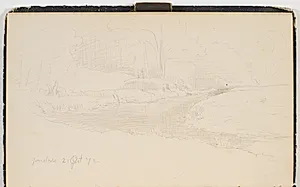 Skovinteriør omkring en å by P.C. Skovgaard