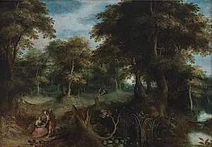 Skovlandskab med Juda og Tamar by Jasper van der Lanen