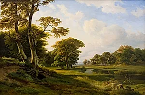Skovlandskab ved Hellebæk. Efterår by Hermann Carmiencke
