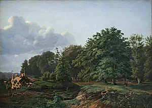 Skovparti ved Hellebæk. Eftermiddag by Hermann Carmiencke