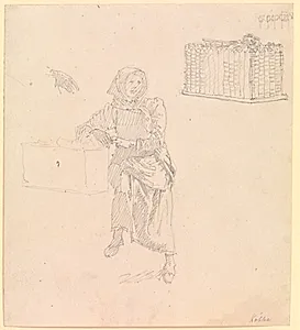 Skovshovedkone, siddende by Christen Købke
