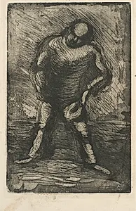 Skrævende mand med hatten i hånden by Vilhelm Lundstrøm