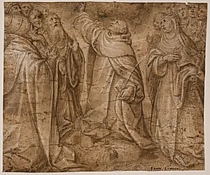 Skt. Dominicus, Skt. Katarina af Siena og en gruppe andre helgener by Sante Creara